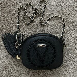 Valentino Nina Rock black leather crossbody handbag